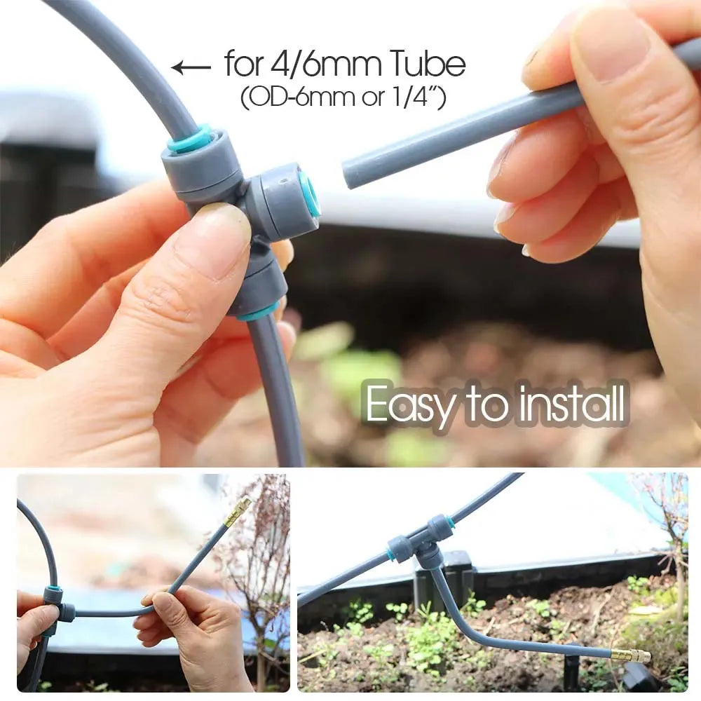 5-30m 1/4″ 4/6mm Garden Misting Cooling System 360° Bendable Nozzle Atomizer Sprayer Slip Lock Joint Outdoor  Plant Irrigation