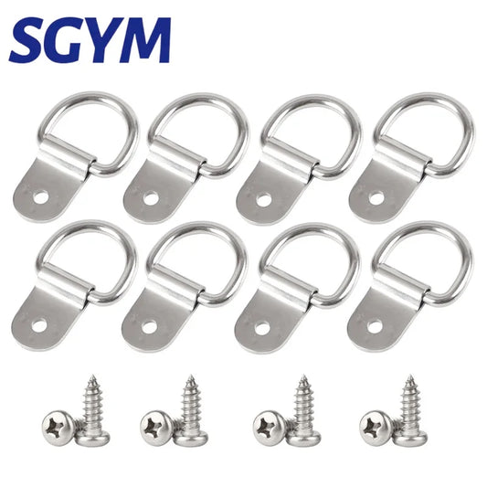 SGYM 6*30mm 304 Stainless Steel D Ring 1/4‘’Hangers with Screws D Ring Hanging Single Hole Surface Mount Tie Down Anchors Hook