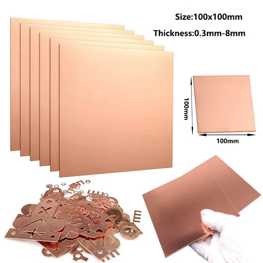1pcs Thickness 0.3-0.8mm 100 x 100mm T2 Copper Sheet Copper Plate Cutting CNC Frame Model Mould DIY Contruction Pad