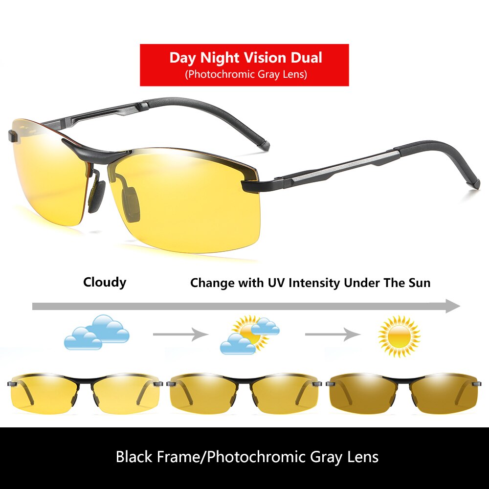 Day Night Vision Sunglasses Men Goggles Glasses Anti-glare UV400 Driving Outdoor Photochromic Yellow Len Polarized Eyewear 557 - KiwisLove