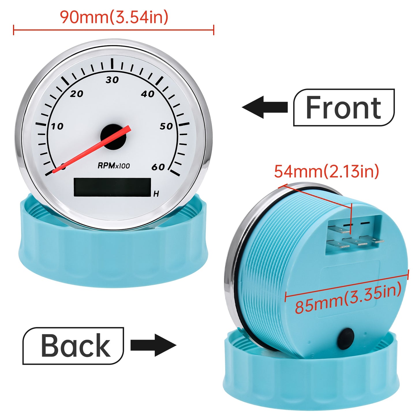 85mm Car Marine Tachometer Boat Gauge Digital Hourmeter 0-7000 RPM 3K-8K Tacho Gauge RPM Meter Sensor for Diesel Gasoline - KiwisLove