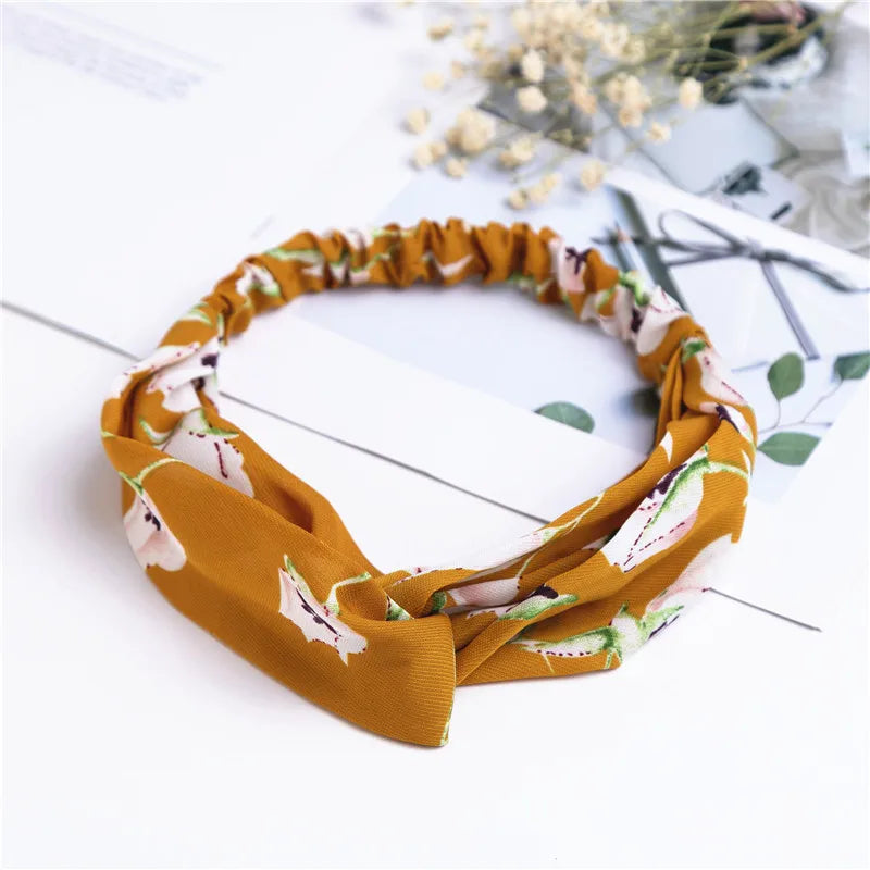 Fashion Women Girls Summer Bohemian Hair Bands Print Headbands Vintage Cross Turban Bandage Bandanas HairBands Hair Accessories