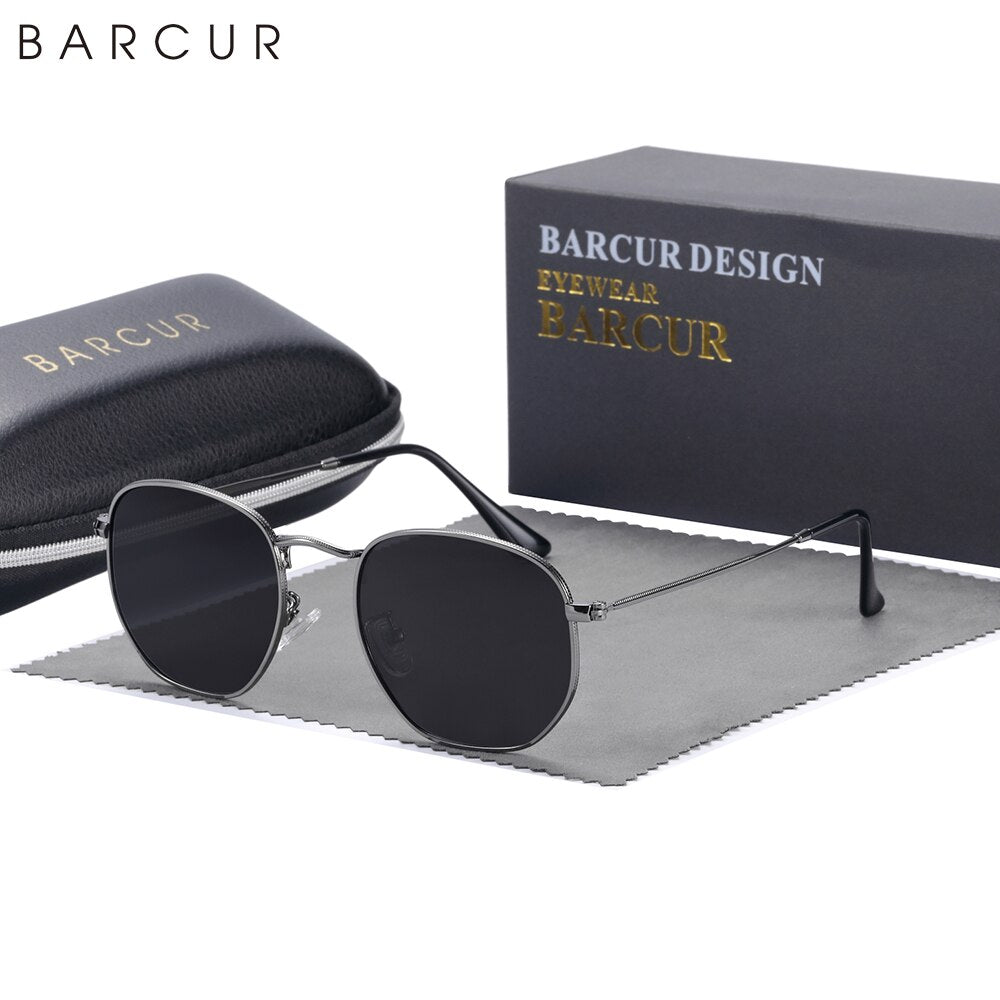 BARCUR Classic Square Sunglasses for Men Polarized Hexagon UVA& Sun Glasses for Woman Light Weight Eyewear Oculos De Sol gafas - KiwisLove
