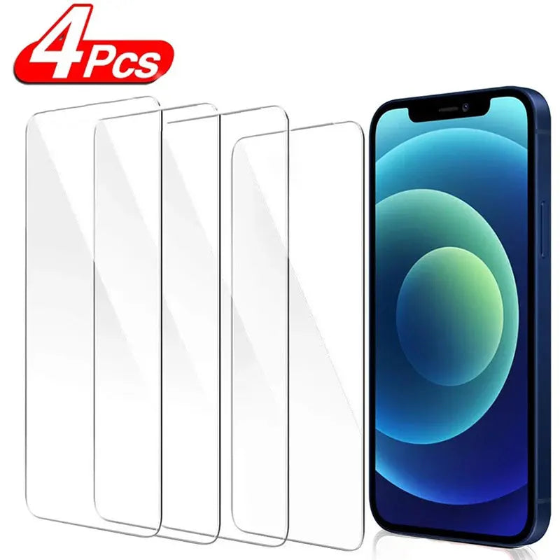 4PCS Protective Glass on For iPhone 13 11 12 16 15 14 Pro Max screen protector Tempered Glass For iPhone 6S 7 8 Plus XR XS Max - KiwisLove