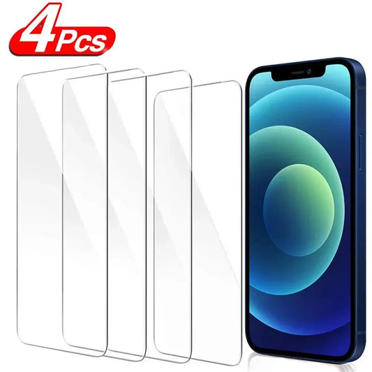 4PCS Protective Glass on For iPhone 13 11 12 16 15 14 Pro Max screen protector Tempered Glass For iPhone 6S 7 8 Plus XR XS Max - KiwisLove