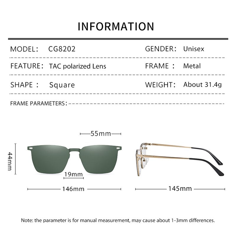 Fashion Polarized Protection Magnetic Suction Set Of Sunglasses Anti-Blue Light Lens One Glasses Two Usage Computer Eyeglasses - KiwisLove