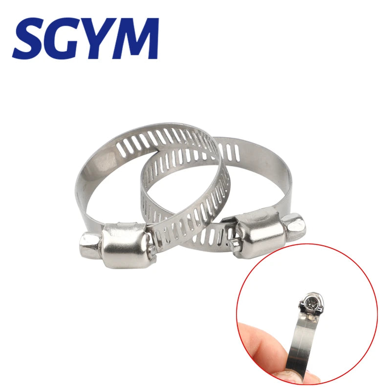 50pcs Stainless Steel Adjustable Drive Hose Clamp Fuel Line Worm Size Clip Hoop Hose Clamp 19-29mm