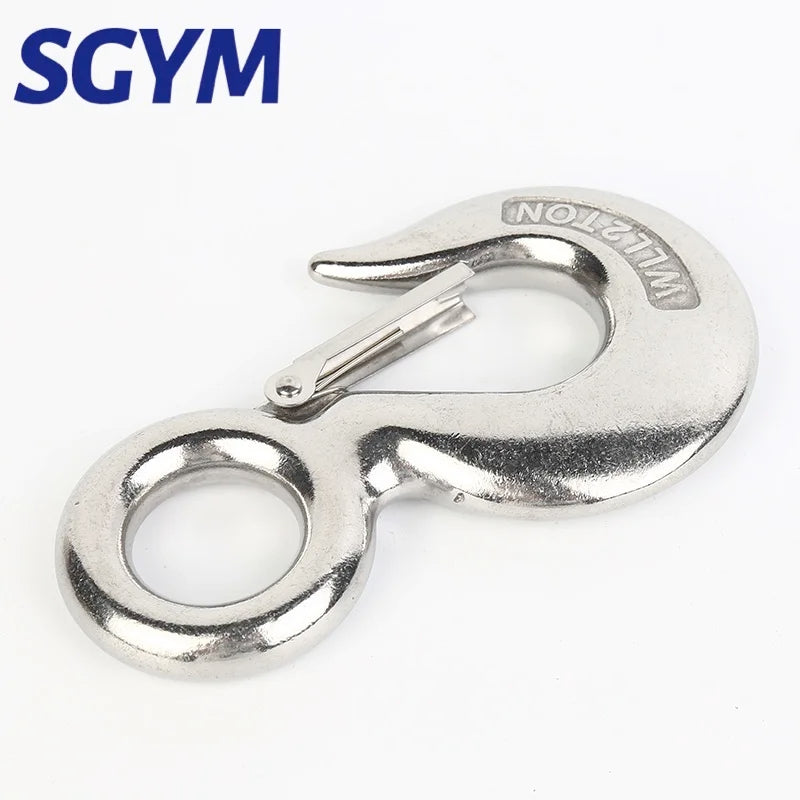 Working Load WLL 0.5T/0.75T/1T/1.5T/2T S320 Stainless Steel Hoist Cargo Hook Lifting Chain Eye Rotatable Ring Claw With Lock