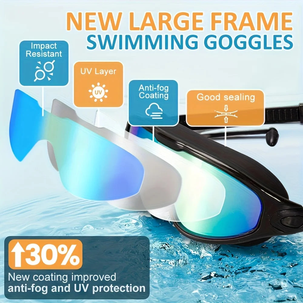 Adult Electroplated Swim Goggles Uv Protection Waterproof High-Definition Large Frame Swimming Goggles For Women Men Swimming