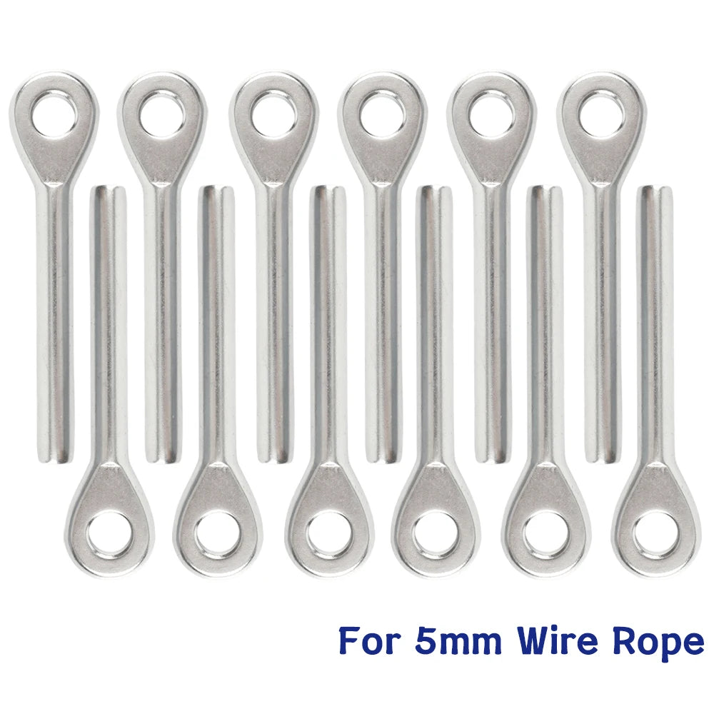 12pcs 5mm swage Eye Terminal T316 Stainless Steel Wire Rope Fitting For 3/16'' Cable Railing Assemblie Tensioner Marine Hardware