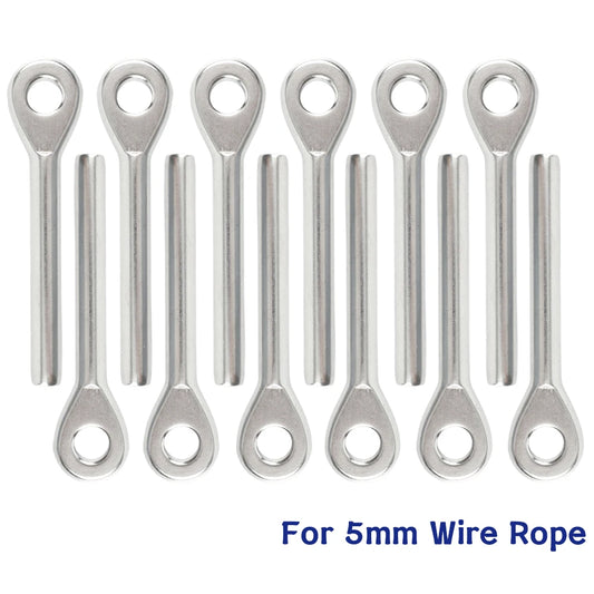 12pcs 5mm swage Eye Terminal T316 Stainless Steel Wire Rope Fitting For 3/16'' Cable Railing Assemblie Tensioner Marine Hardware