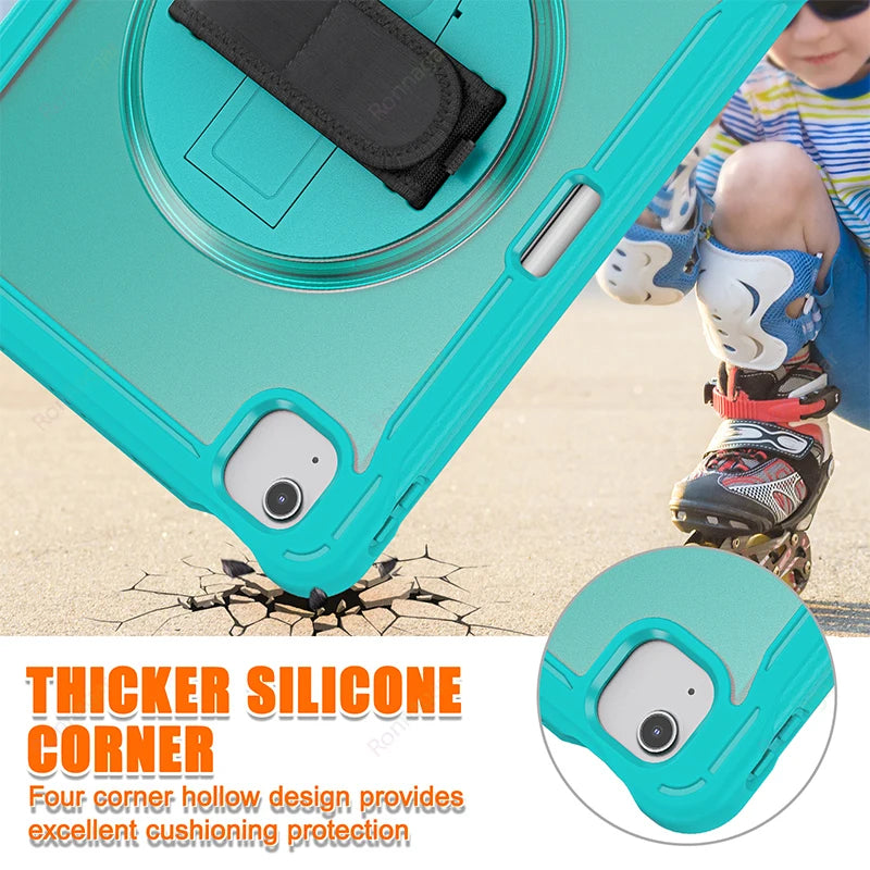 Heavy Duty Case for iPad Pro 11 Inch M1 M2 iPad Pro 12.9 Case iPad7 8 9th 10.2 10th Air4 5 10.9 5/ 6th 9.7 Cover Shoulder strap