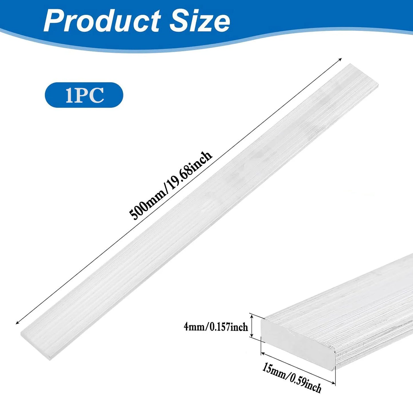 1pcs 500mm 6061 Aluminum Flat Bar Solides Rectangular Metal Plate Strip for DIY/Machining/Construction