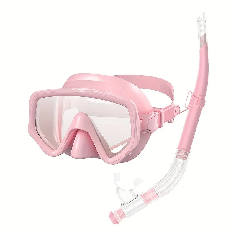 Dry Snorkel Set Diving Mask For Adults Tempered Glass Professional Panoramic Snorkeling Gear Swimming Training Snorkel Kit