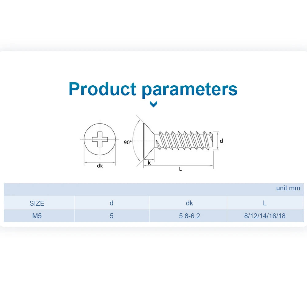 NINDEJIN 50pcs Mounting PC Case Fan Screws Phillips Flat Head Cabon Steel Computer Case Cooling Fan Screws for Hole 5.0mm