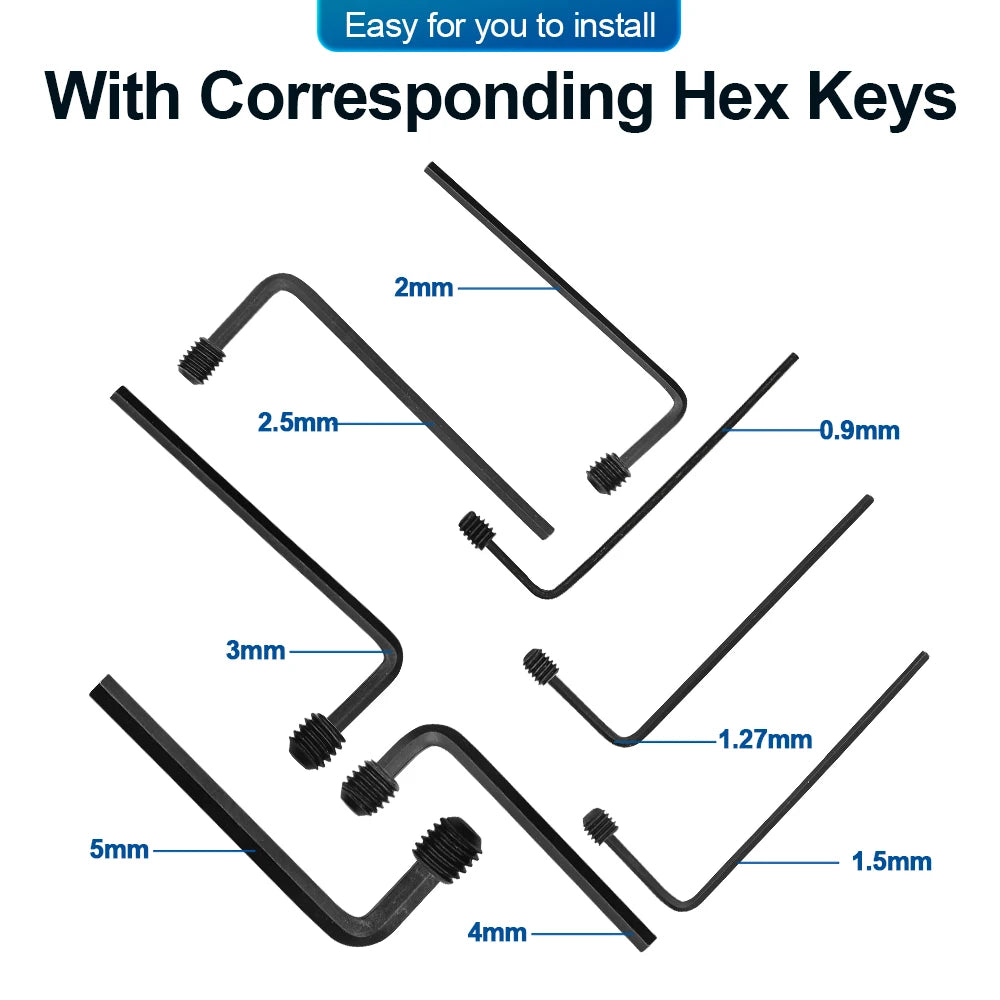 NINDEJIN Hex Socket Cup Point Set Screw M2 M2.5 M3 M4 M5 M6 M8 12.9 Carbon Steel Headless Allen Head Grub Screw Assortment Kit