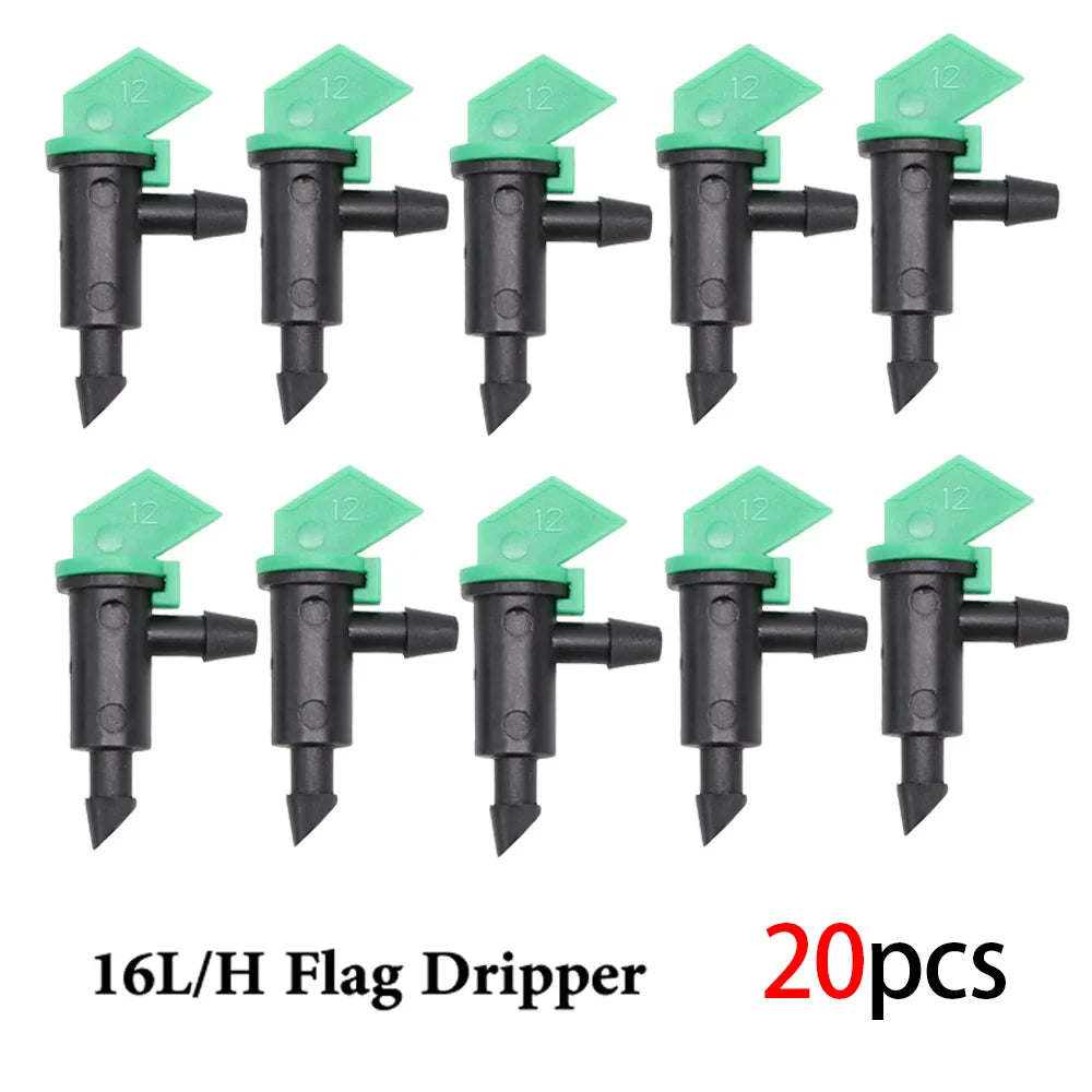20/50pcs 4L/8L/16L/H Garden Irrigation Sprinkler Flag Shape Dripper 4mm Hose Connection Nozzles Plant Potted Watering  Dripper