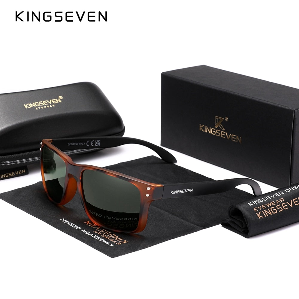 Genuine KINGSEVEN Brand Square Retro TR90 Polarized Sunglasses Women Men Carbon Fiber Pattern Design Outdoor Sports Eyewear - KiwisLove