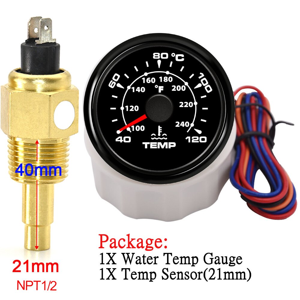 10mm 14mm 17mm 21mm Temperature Sensor + 52mm Water Temperature Gauge Universal for Boat Car Auto Motorcycle Thermometer - KiwisLove