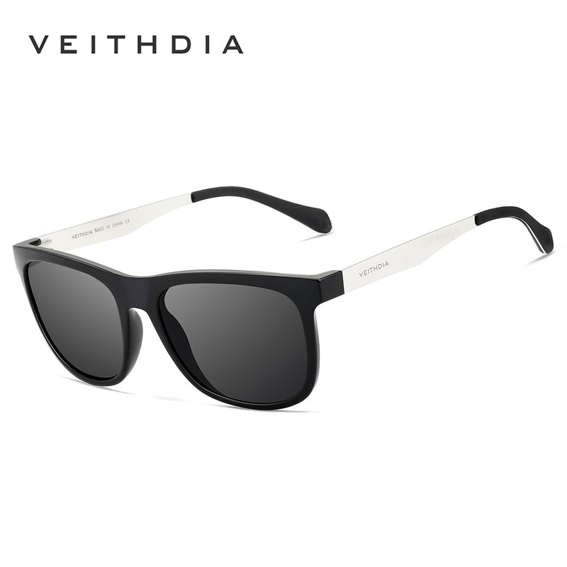 VEITHDIA Sunglasses Square Retro Vintage Polarized UV400 Lens Eyewear Sun Glasses For Men/Women 6110 -Stainless Steel + TR90 - KiwisLove