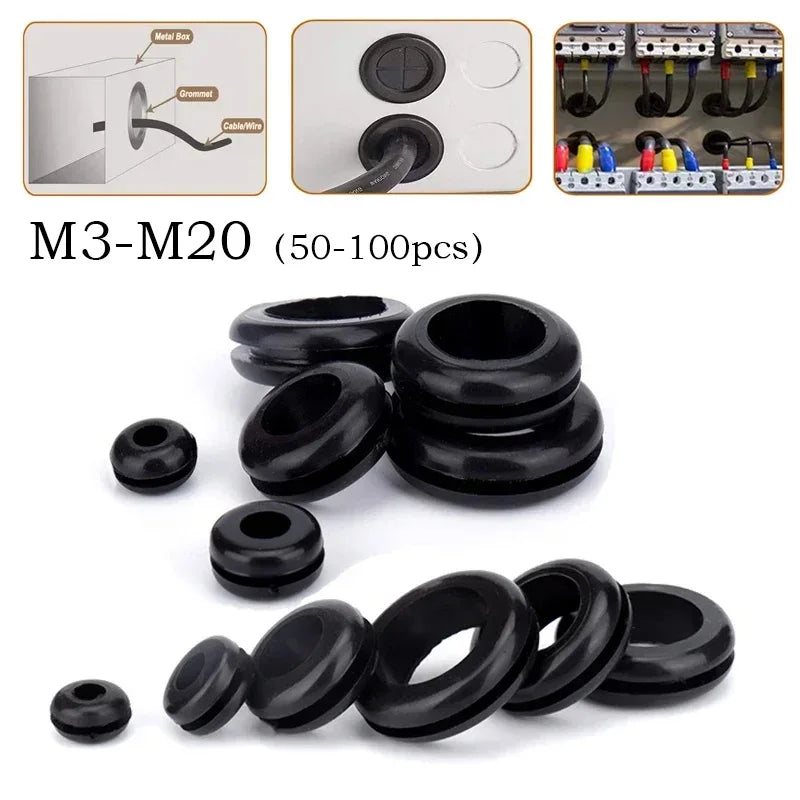50/100pcs Black O Rings Rubber Washer Seals Gasket Grommet Electrical Gasket O-Rings Seals Tools M3-M20