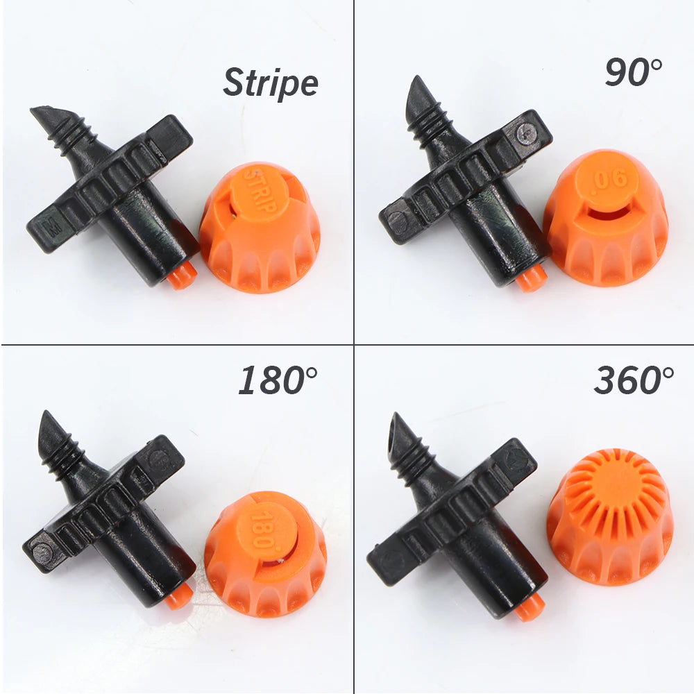 20pcs 90°/180°/360° Garden Irrigation Spraying Sprinkler Misting Nozzle for 5mm Thread Barb Coupling Joint for Bonsai Lawn Yard