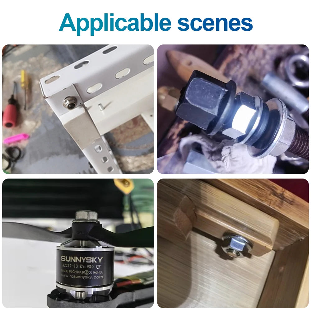 NINDEJIN  Hex Hexagon Flange Nut M4 M5 M6 M8 M10 M12 M14 316 Stainless Steel Serrated Metric Hex Flange Lock Nuts DIN6923 - KiwisLove