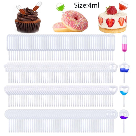 50-100pcs Mini Squeeze Transfer Pipettes Sauce Droppers For Cupcakes Ice Cream Sauce Ketchup Pastries Macaron Stuffed Dispenser