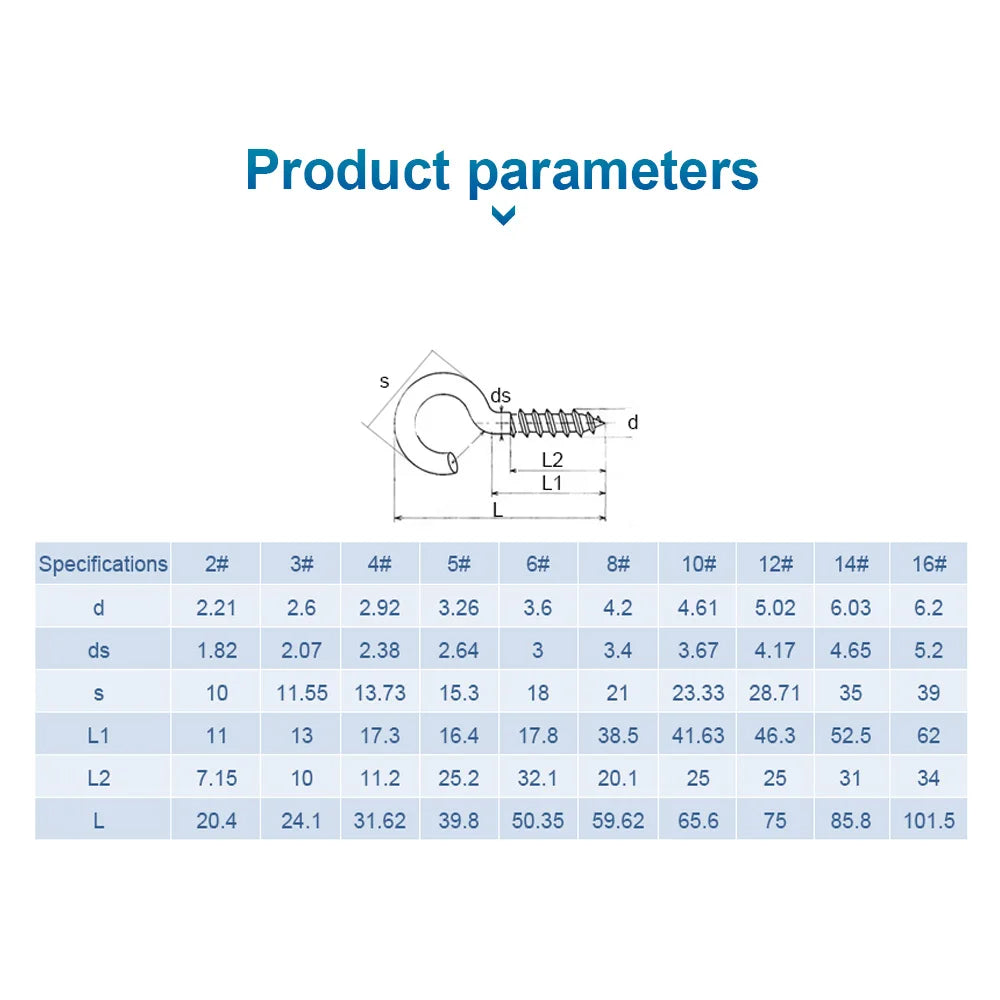 NINDEJIN 10pcs/pack Screw Hook Blue Zinc Steel 10-16# Heavy Duty Screw in Ceiling Hook Kitchen Cup Hook 1-8# Hooks for for Hanging Plants - KiwisLove