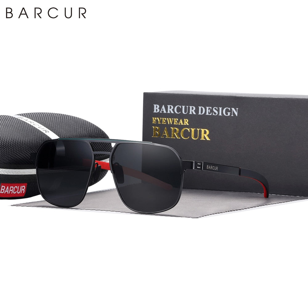 BARCUR Original Brand Designer Sunglasses for Men Polarized Fashion Square Sun Glasses Shades UV400 Eyewear Oculos Gafas De Sol - KiwisLove