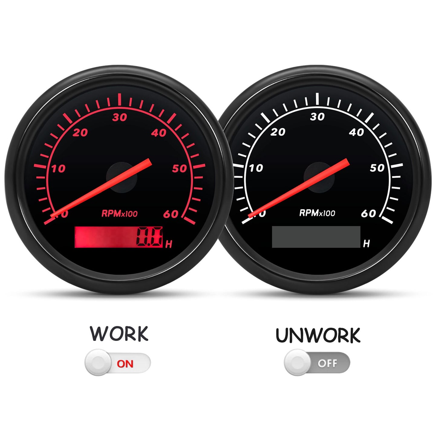 HD 6K Boat Tachometer Marine Tacho Meter Gauge LCD Hourmeter 12V/24V 6000 RPM 85mm Car Tachometer Toerenteller 12v Hour Meter - KiwisLove