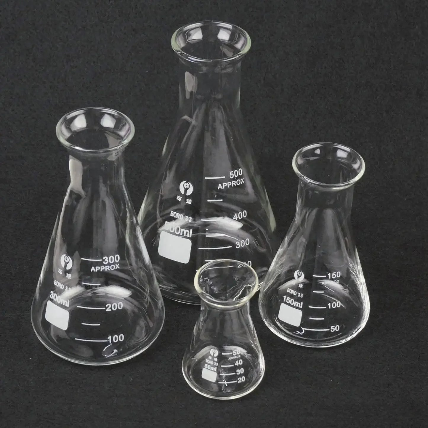 50/100/150/250/300/500/1000ml Bell Mouth Borosilicate Glass Conical Erlenmeyer Flask Lab - KiwisLove