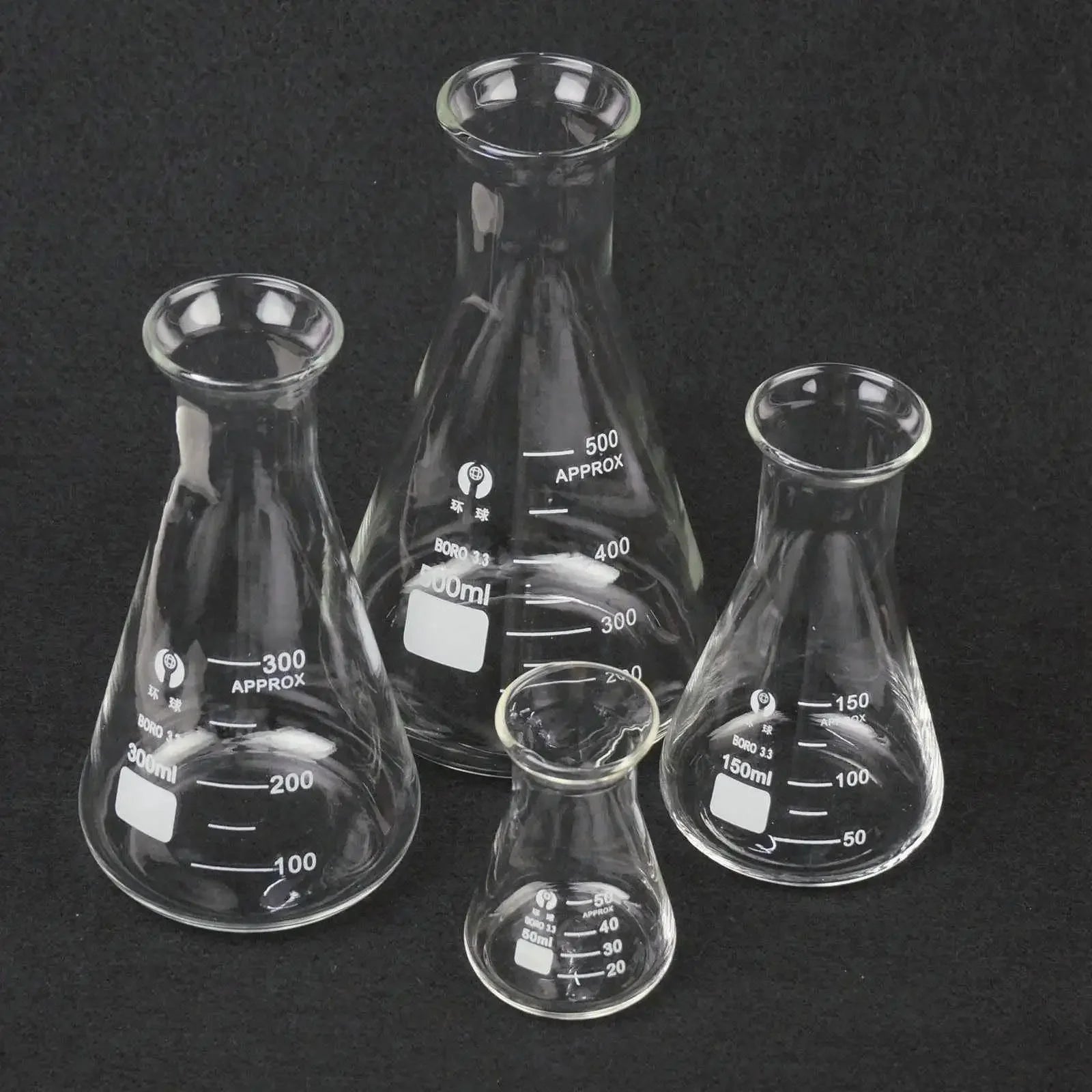 50/100/150/250/300/500/1000ml Bell Mouth Borosilicate Glass Conical Erlenmeyer Flask Lab - KiwisLove