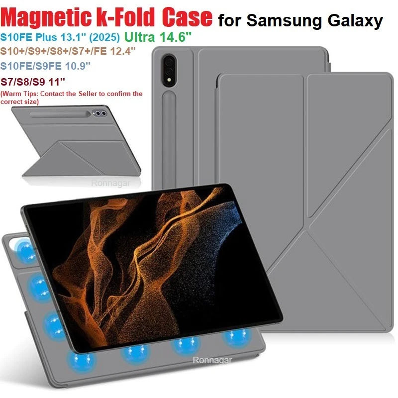 Magnetic Tablet Case For Samsung Galaxy Tab S10 FE Plus 13.1 2025 X620 X626b S10 S9 S8 S7Plus 12.4 11 S10 S9 S8 Ultra 14.6 Cover