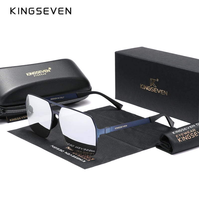 KINGSEVEN 2023 New Driving Men's Polarized Sunglasses Ultra Thin Temples Pilot Sun Glasses For Men UV400 Retro Eyewear - KiwisLove