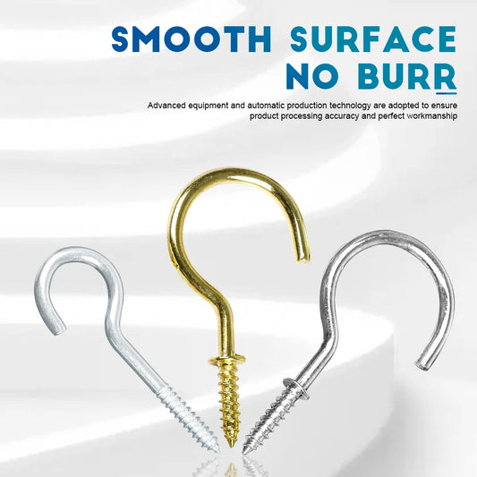 NINDEJIN 5-50pcs Ceiling Screw Hooks Copper Nickel Plated Wall Hanging Screws Kitchen Cup Hook for for Hanging Plants - KiwisLove