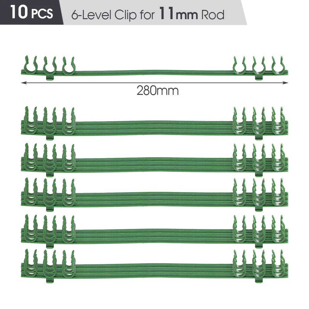 10PCS Durable 8/11/16mm Plant Support Pole Gardens Splice Frame Green Plastic Indoor Balcony Outdoor Climbing Vines Multilayer