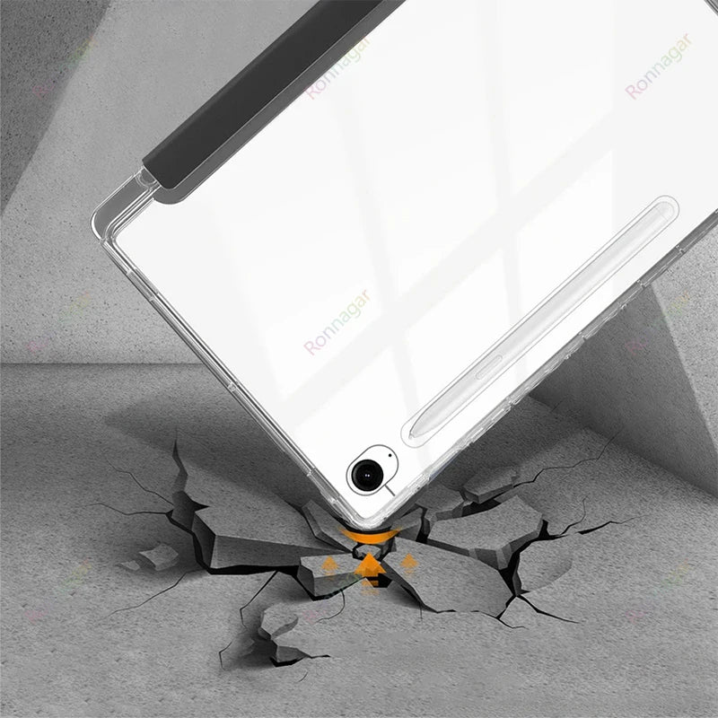 For Samsung Galaxy Tab A11 11'' S11 2025 Case for S10 S9 S8 S7 Plus 12.4 Inch 11inch with s Pen Holder Multiple Angle Clear Back