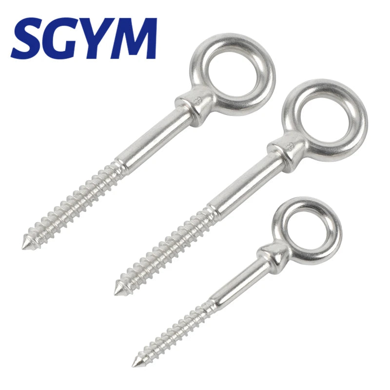 6/10pcs M8X80 Eye Shape Screws Round Hook Stainless Steel Wood End Ring Eyelet Hooks Self Tapping Hardware Accessories