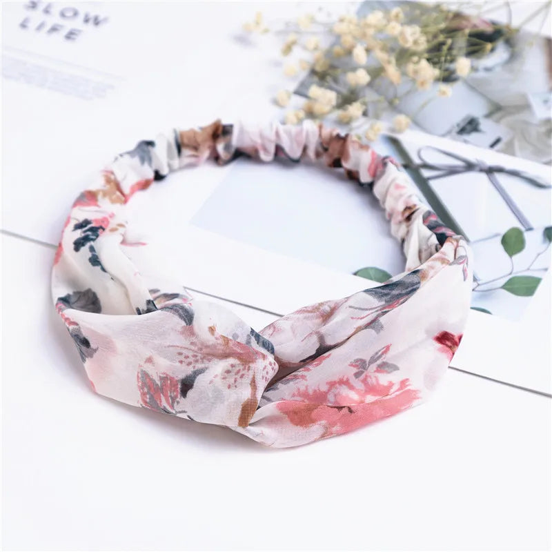 Fashion Women Girls Summer Bohemian Hair Bands Print Headbands Vintage Cross Turban Bandage Bandanas HairBands Hair Accessories