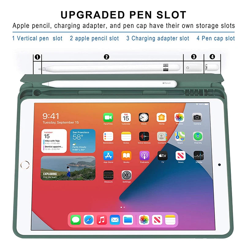 With Pencil Holder Case for iPad Air11 inch 2025 2024 A16 11th 10th 9th 8th 7th 10.2 inch Air5 4 10.9 Pro11 M4 Auto Sleep Wake