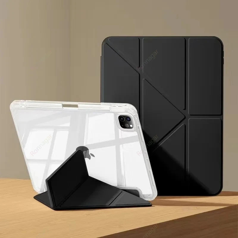 Y-Folding Case for iPad Air11 13 inch M3 M2 2025/2024 Pro11 13'' M5 M4 A16 11th Air 4 5 10th 9th 10.2 10.5 10.9 Clear Back Shell