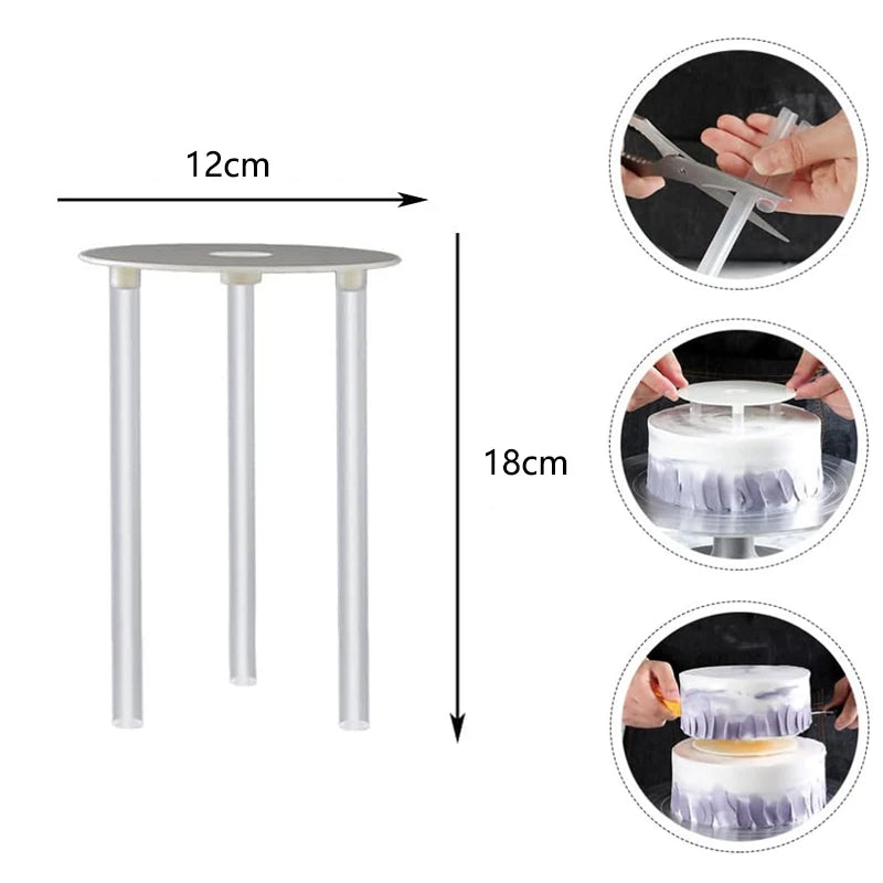 Plastic Cake Dowel Rods Set White Cake Sticks Support Rods Separator Plates Multilayer Cake Stand Suspended Gasket