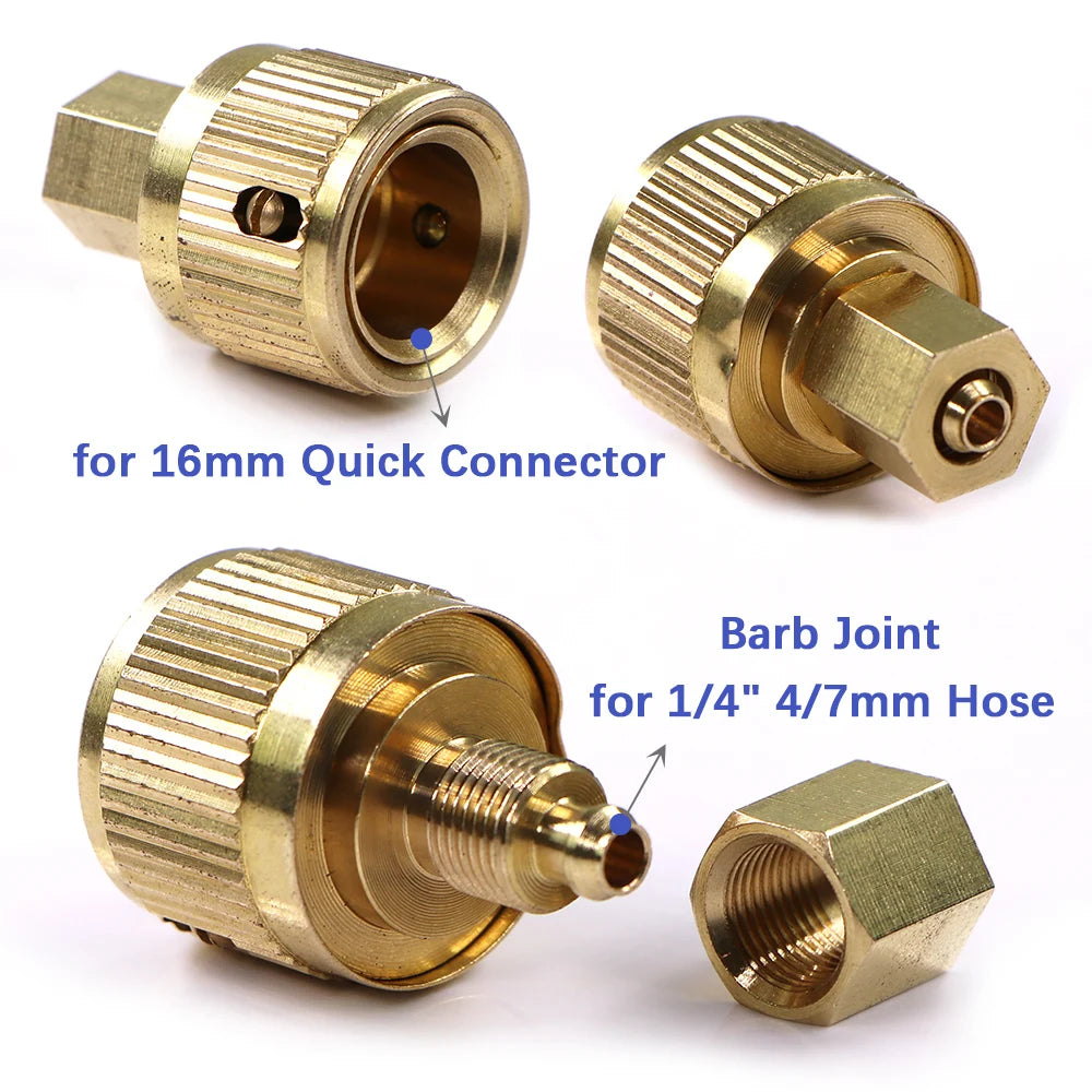 1pc 16mm 1/4" 4/7mm Brass Barb Hose Adapter Garden Watering Fitting Coupler Joint Quick Connector Irrigation Pipe Tube  Article