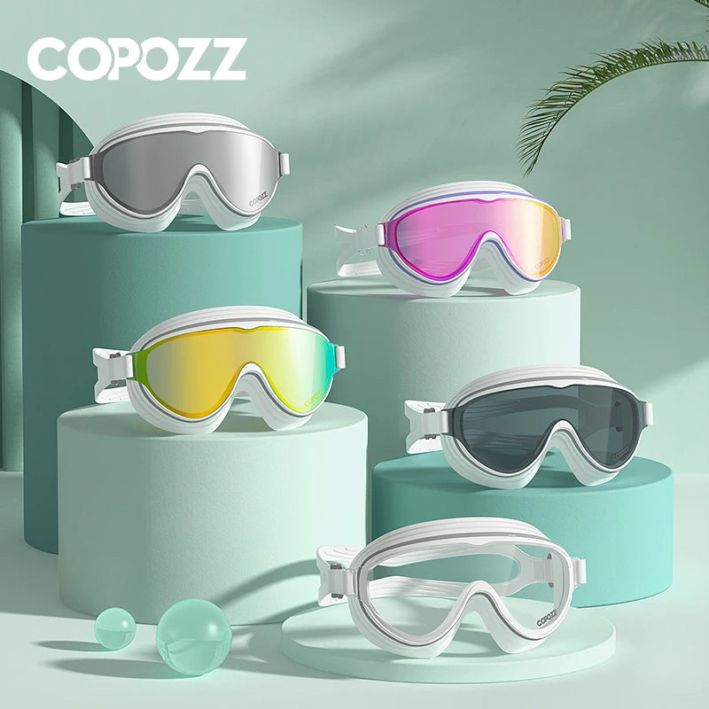 COPOZZ Large Frame Adults Swimming Goggles Professional Anti-Fog Sports Swim Eyewear Waterproof Swimming Glasses For Men Women