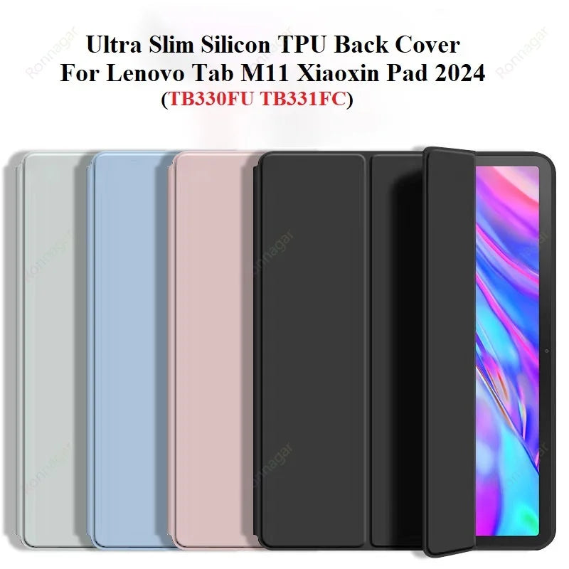 Smart Case for Lenovo Tab M11 11" 2024 TB330FU 2025 Pad 11 2025 TB335FC Slim Stand Wake/Sleep Soft Cover Lenovo Tab M11 TB331FC