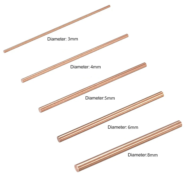 1pcs Copper Round Bar Metal Rod Milling Metalworking 3mm 4mm 5mm 6mm 8mm-30mm Length50mm-300mm Copper Rod