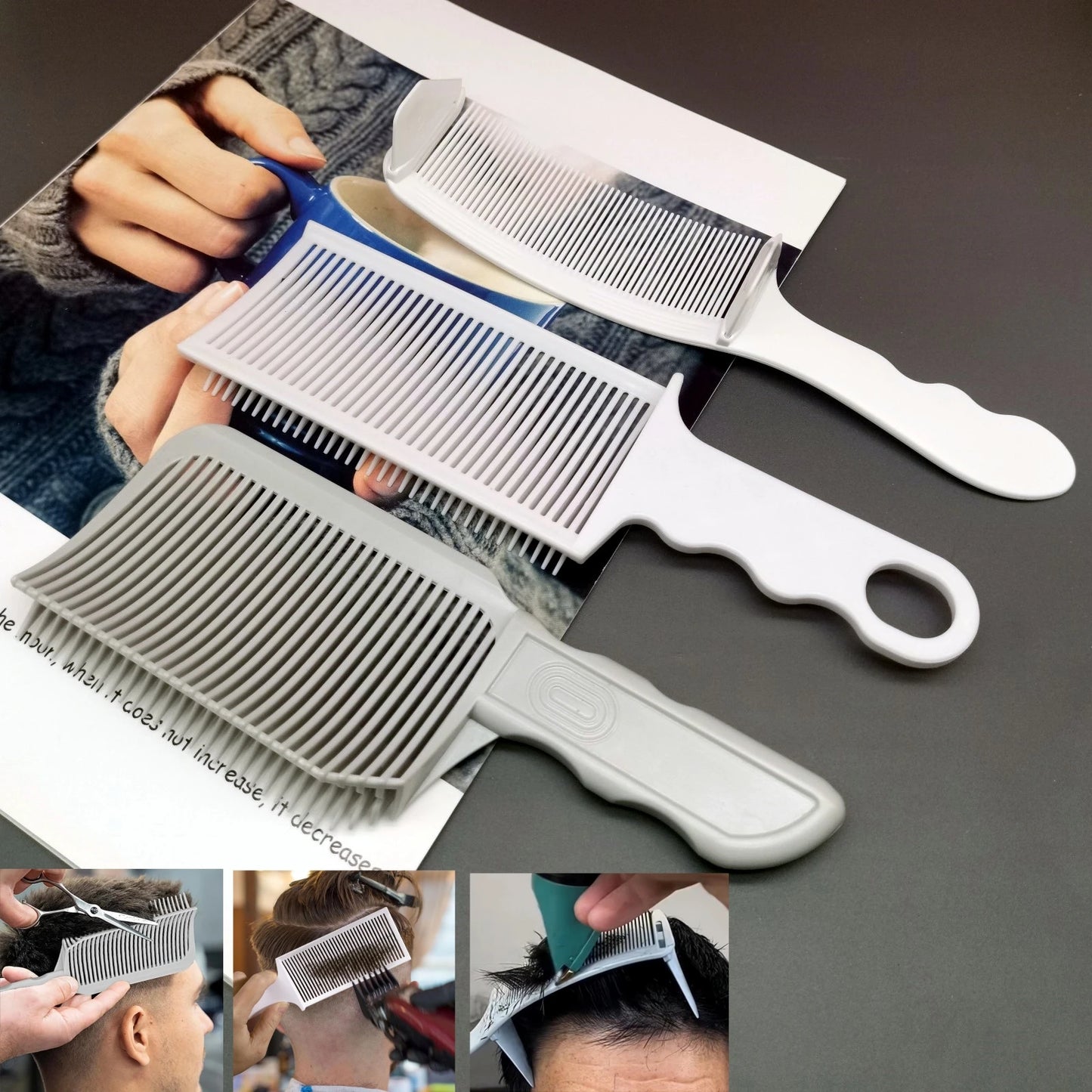 1/2/3Pcs Barber Hair Comb Kit Flat Top Hair Cutting Fading Stying Fade Comb  Men Fade Brush Salon Hair Tool Accessories - KiwisLove