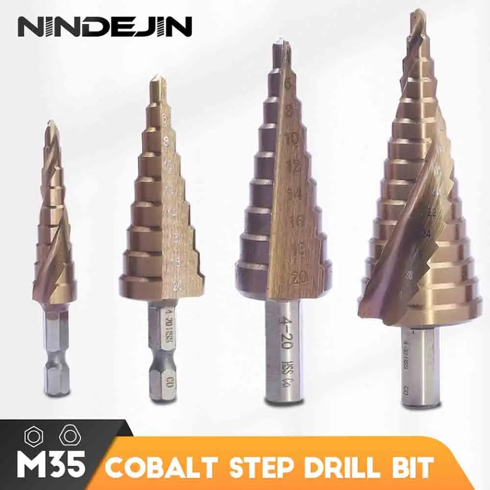 NINDEJIN M35 Cobalt Step Drill Bit 4-32mm Triangular Hex HSS Step Drill Bit for Stainless Steel Hole Drill Metal Aluminum Wood - KiwisLove
