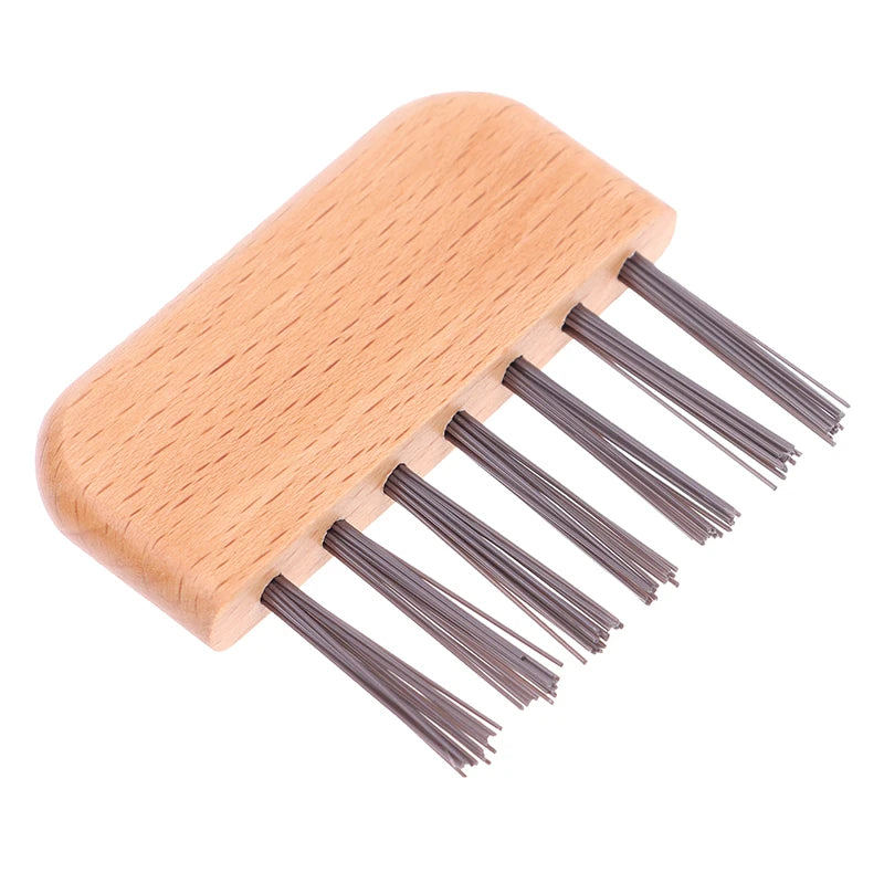 1PCS Wooden Comb Cleaner Delicate Cleaning Removable Hair Brush Comb Cleaner Tool Handle Embeded Tool - KiwisLove